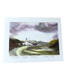 Unalaska Russian Orthodox Cathedral Watercolor Painting Signed Print J Peyton 99